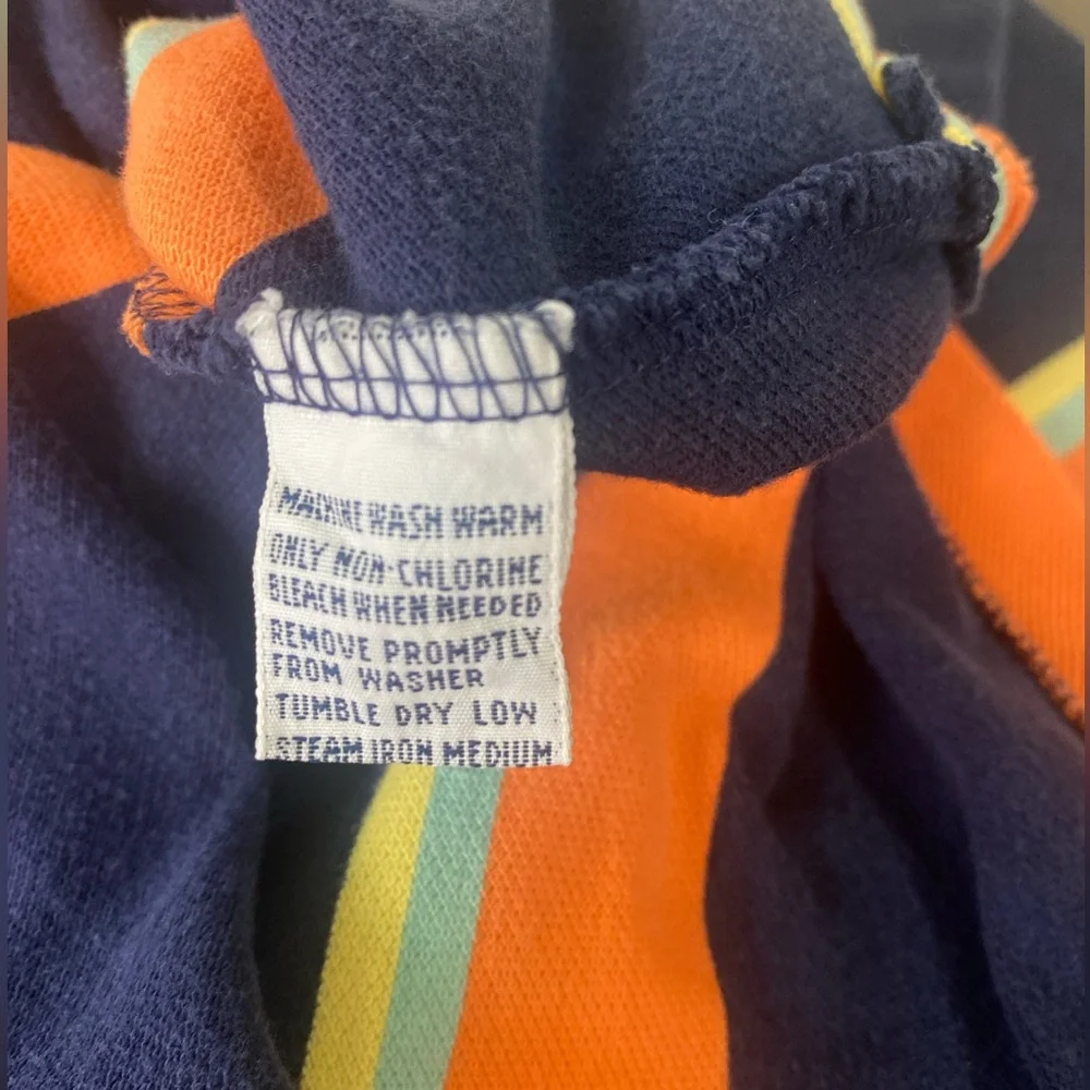 Polo Ralph Lauren Vintage 90s Orange Navy Polo Shirt Striped size XL Gameday